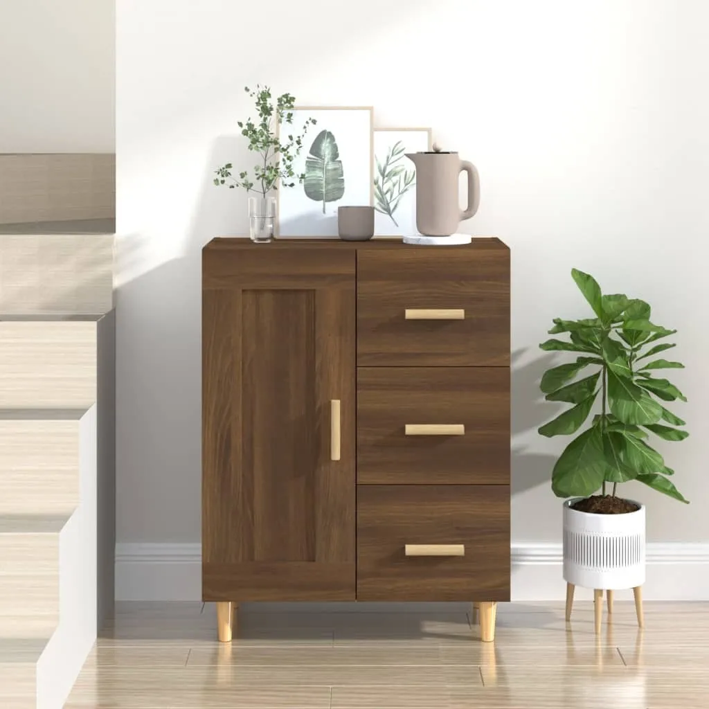 Credenza Rovere Marrone 69,5x34x180 cm in Legno Multistrato