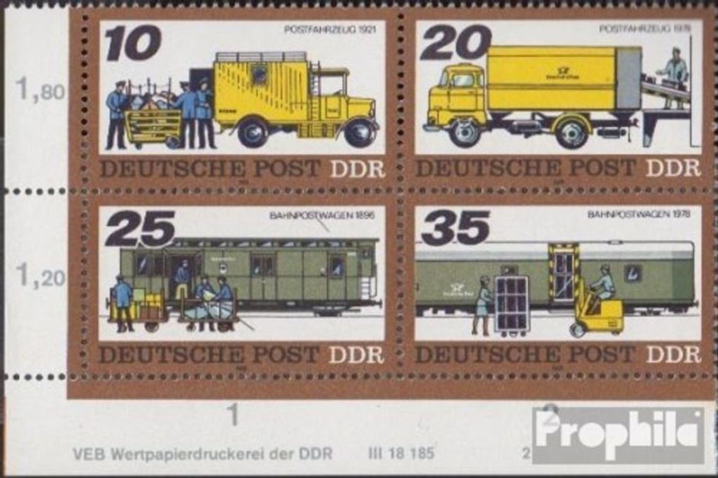 Briefmarken DDR 1978 Mi 2299-2302DV Viererblock (kompl.Ausg.) mit Druckvermerk postfrisch Transportmittel