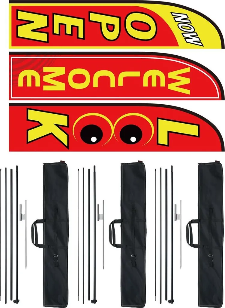 Oriflamme Publicitaire Extérieur - Pack de 2 Drapeaux Open et Welcome Pro - 9