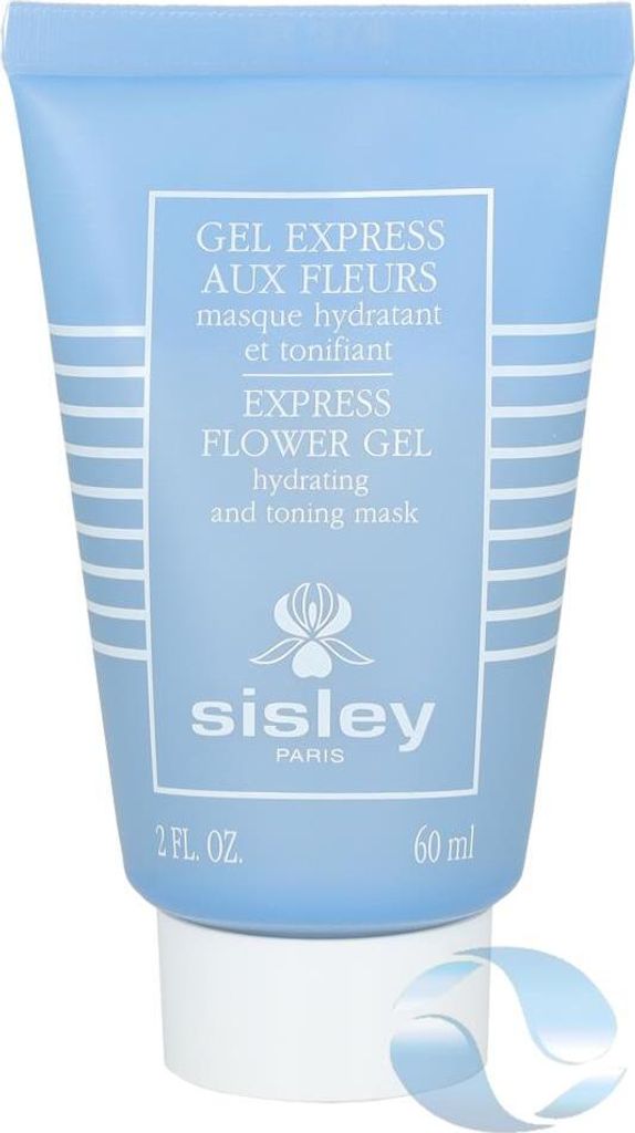 A light blue tube of Sisley Express Flower Gel Hydrating Firming Mask.