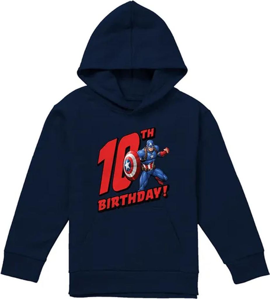 Captain America - "10th Birthday" Kapuzenpullover für Kinder, Zum Überziehen TV22648 (152-158) (Marine)