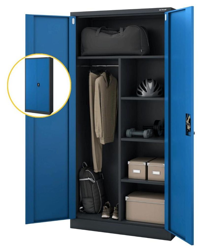 Mehrzweckschrank Metall abschließbar DAWID Funktionaler Metallschrank | Schließfachschrank Putzmittelschrank Besenschrank Vorratsschrank 185x90x4...