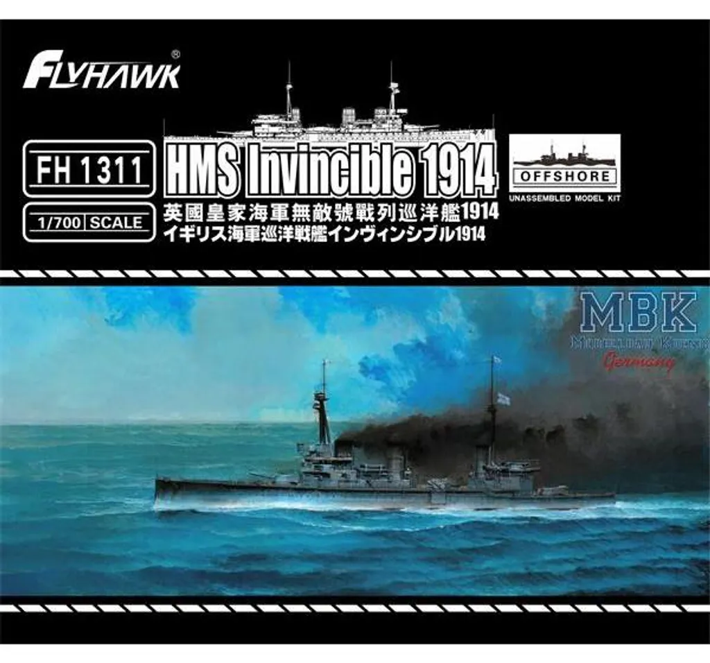 Croiseur HMS Invincible 1914 Flyhawk FH1311 Détails Photodécoupés