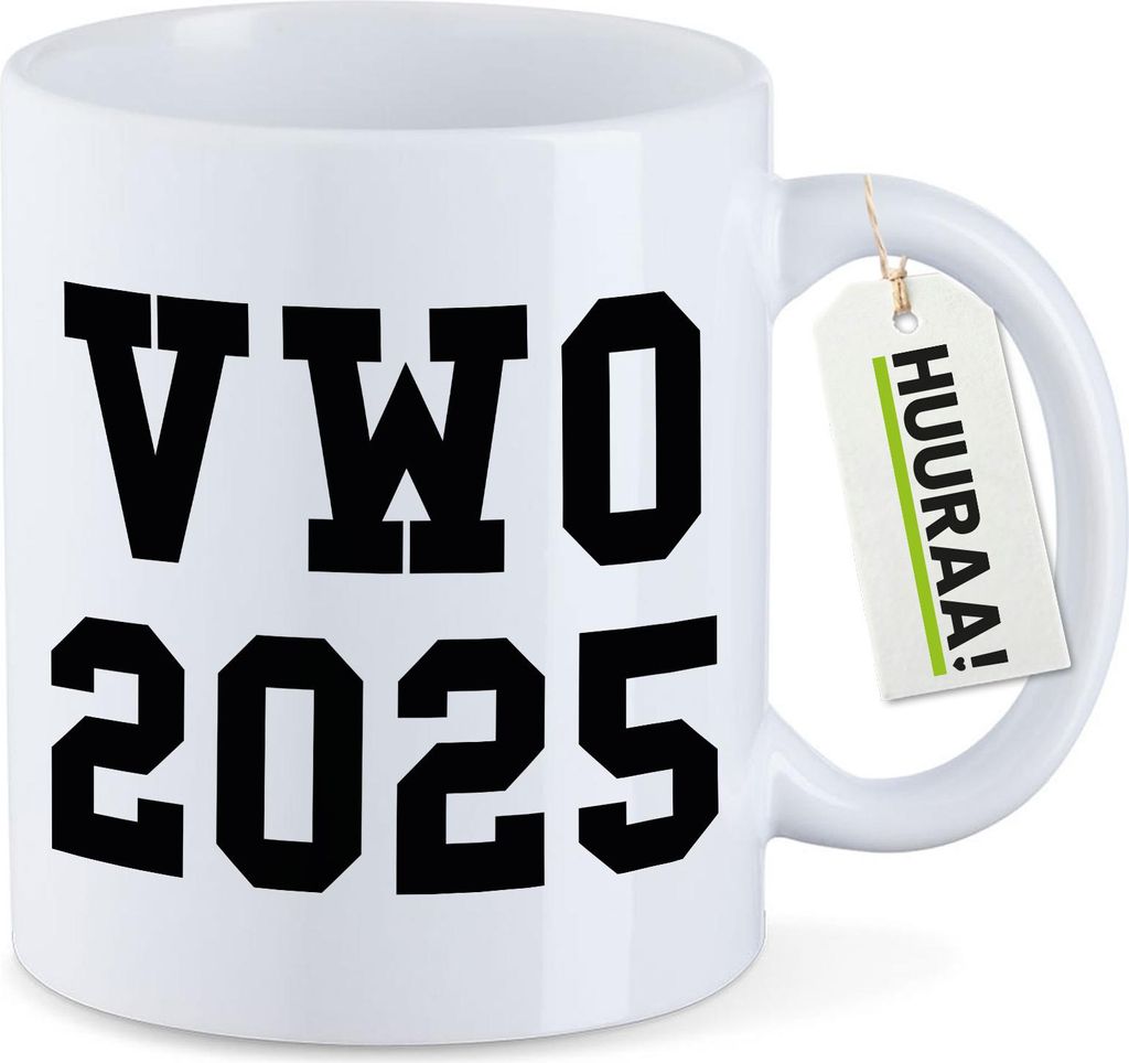 Huuraa Kaffeetasse VWO 2025 Abschluss Niederlande 330ml Weiß Keramik Kaffeebecher Geschenkidee
