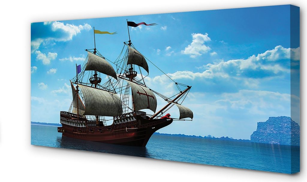 Leinwandbild 140x70 Wandkunst Das Schiff Himmel Wolken Meer