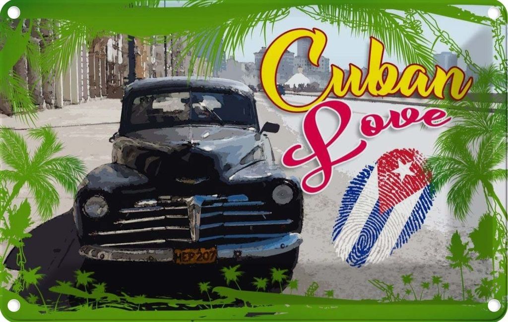 vianmo Blechschild 12x18 cm Cuban Love Auto Fingerabdruck Garage Werkstatt