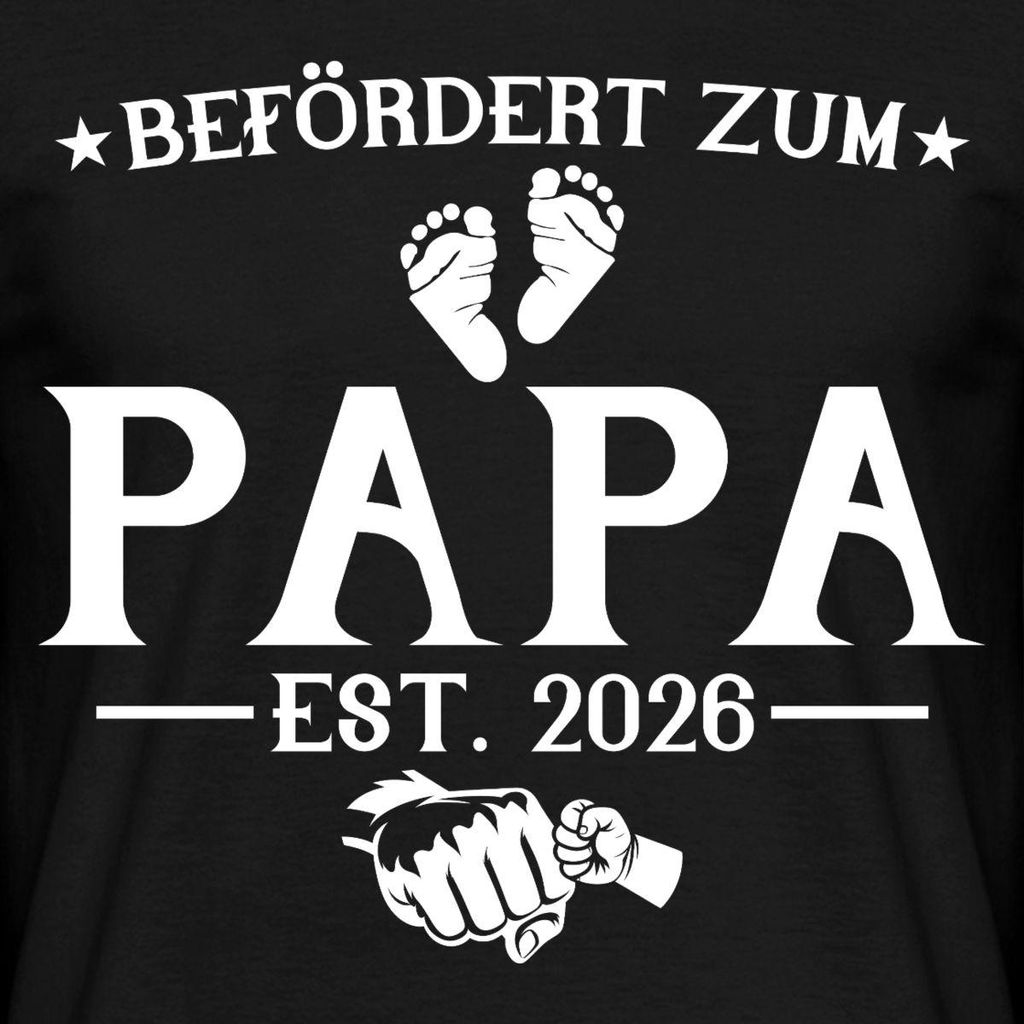 Spreadshirt Befördert Zum Papa Est 2026 Männer T-Shirt, 3XL, Schwarz
