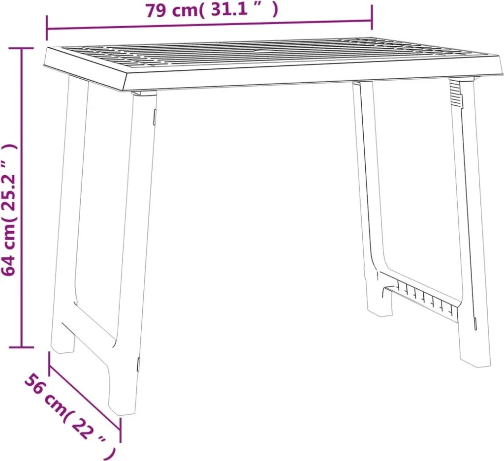 Table de camping Vert 79x56x64 cm en PP aspect bois résistant - 6