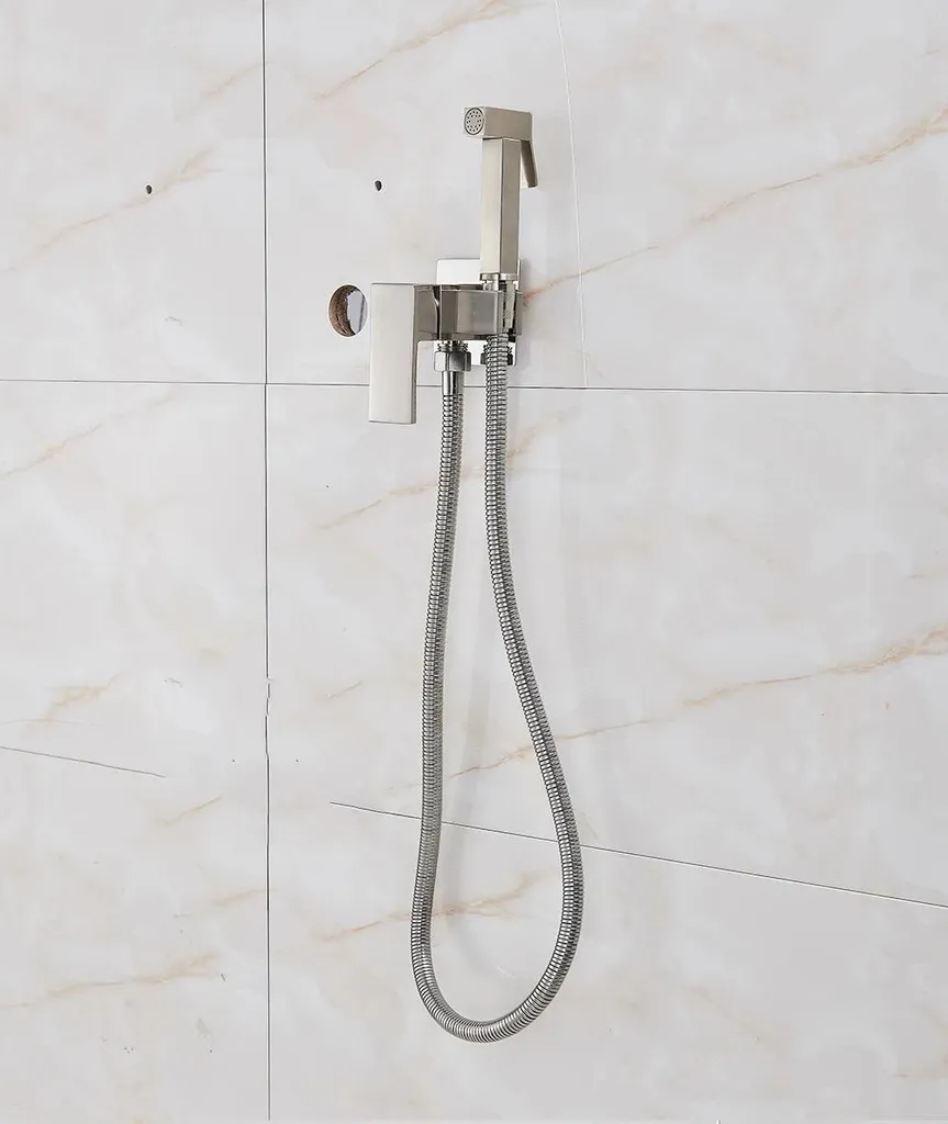 Douchette de WC mitigeur mural en laiton massif chrome, eau chaude froide