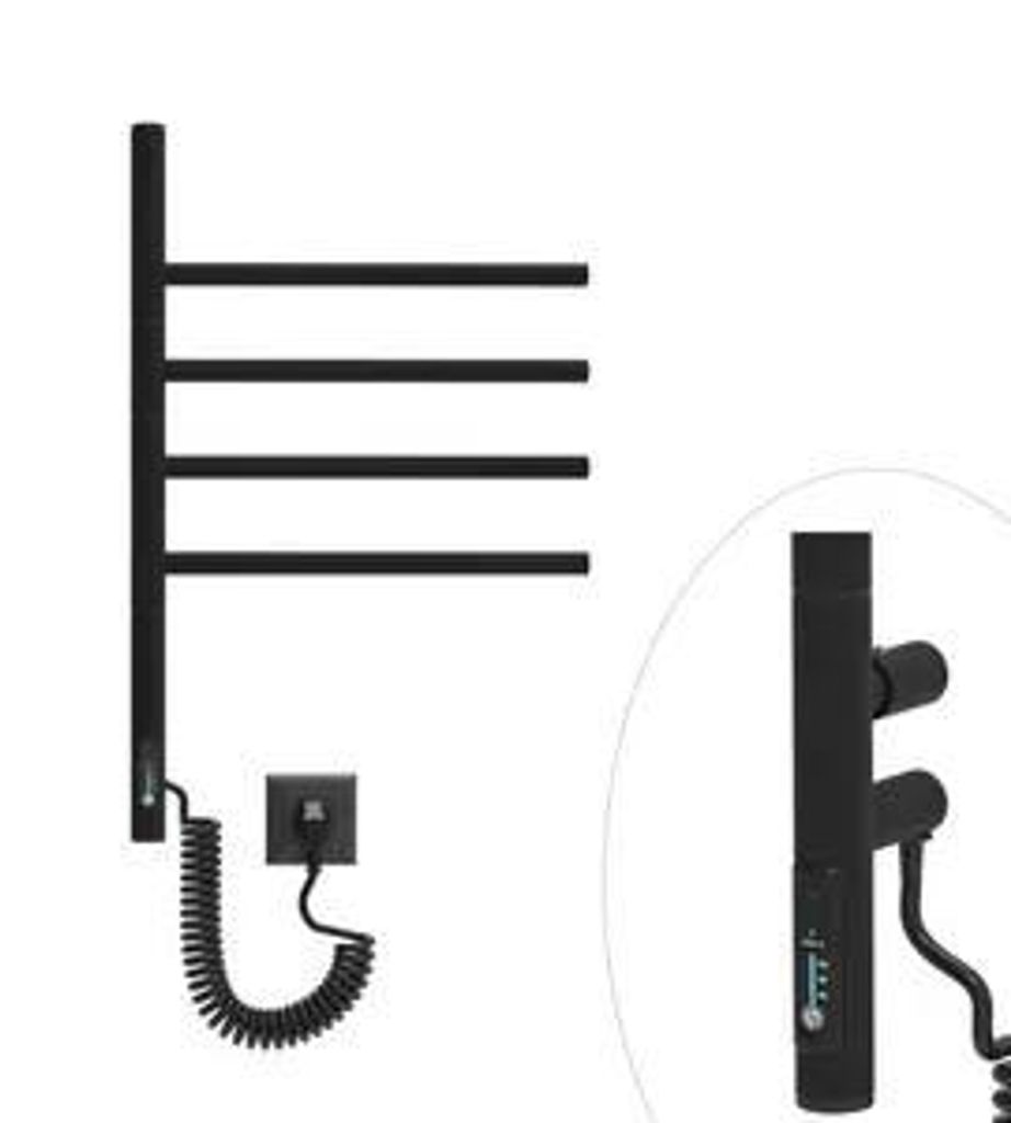 Termosifone elettrico da bagno con bracci mobili nero opaco Immagine del prodotto 