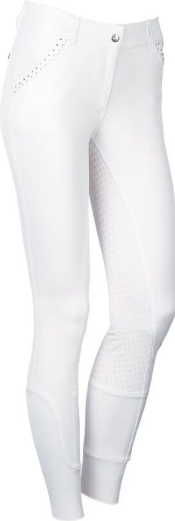 Harrys Horse Damen Turnier Reithose EQS Moonstone Full Grip weiß FS20, Größe:44