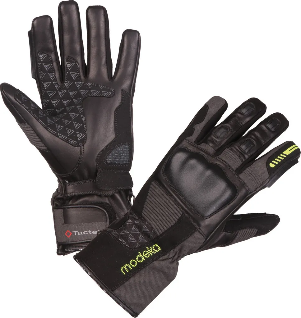 Gants Moto Modeka Tacoma Noir Gris Jaune Taille 8 pour Homme en Cuir