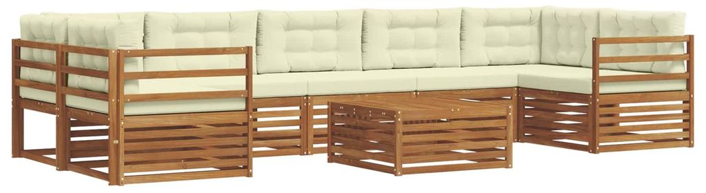 vidaXL Outdoor-Sofagarnitur mit Kissen 8 pcs Natur und Creme