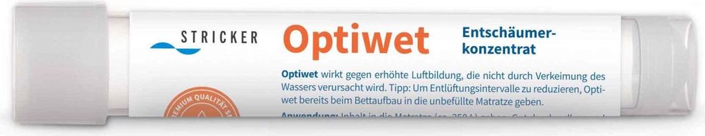 Luftlöser und Entschäumer für Wasserbetten - Stricker Optiwet - 4 x 15ml