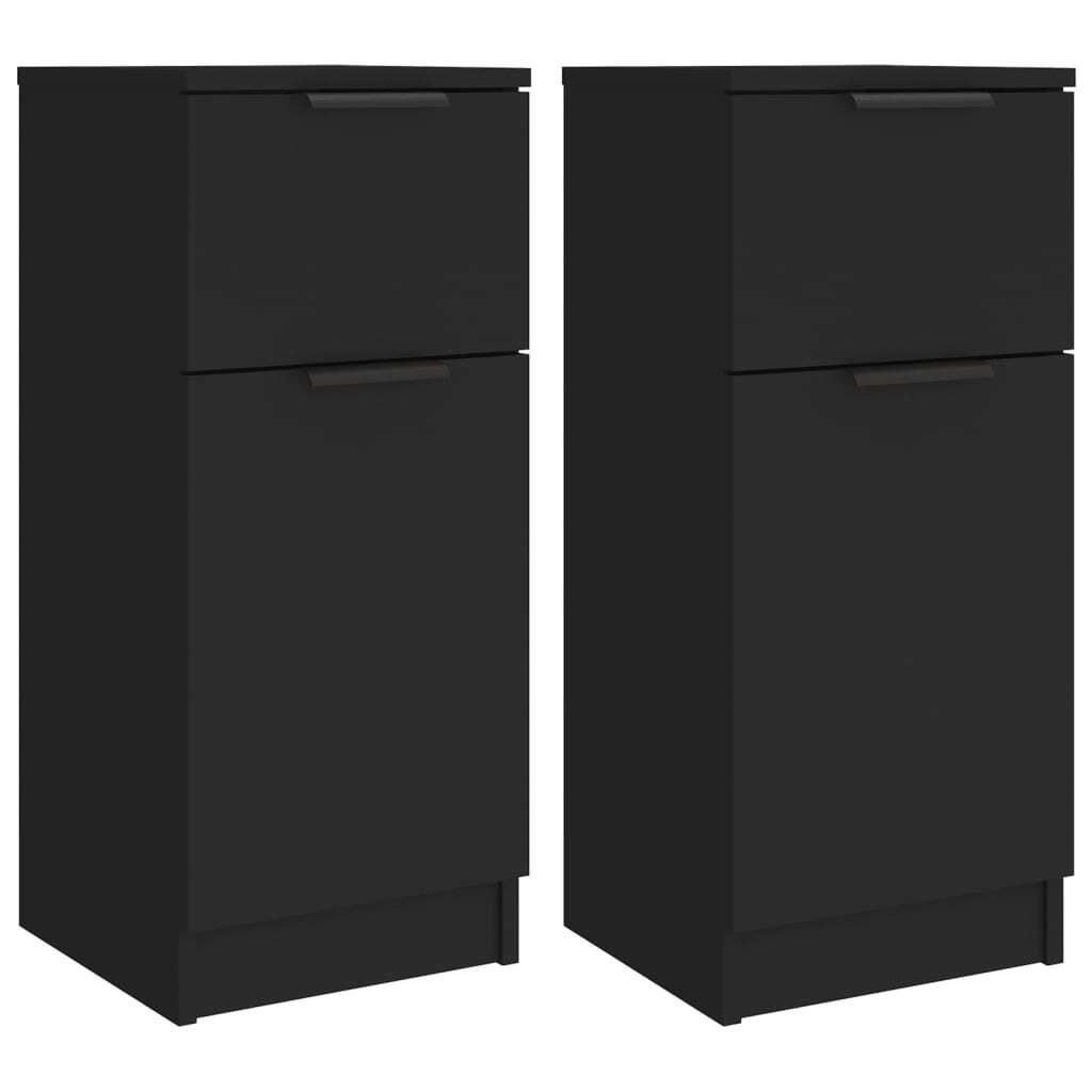 SYFAX Sideboards 2 Stk. Schwarz 30x30x70 cm Holzwerkstoff