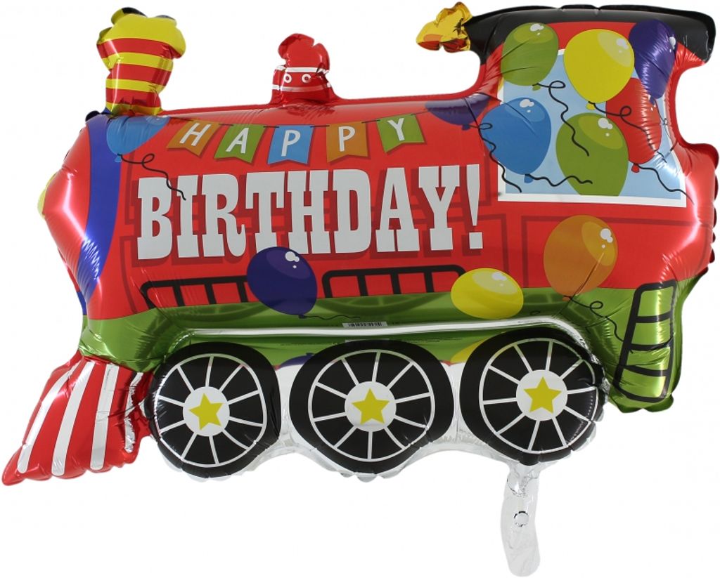 Shape Folienballon "Happy Birthday" Lokomotive | 93 cm