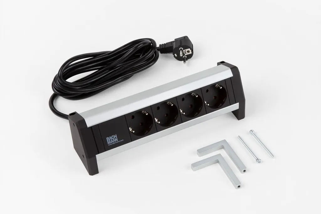 Solution alimentation bureau BACHMANN DESK 4 prises et câble de 3m noir