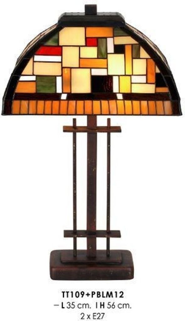 Casa Padrino Tiffany Hockerleuchte 35 x 35 x H. 56 cm - Tiffany Tischleuchte - Tiffany Schreibtischleuchte