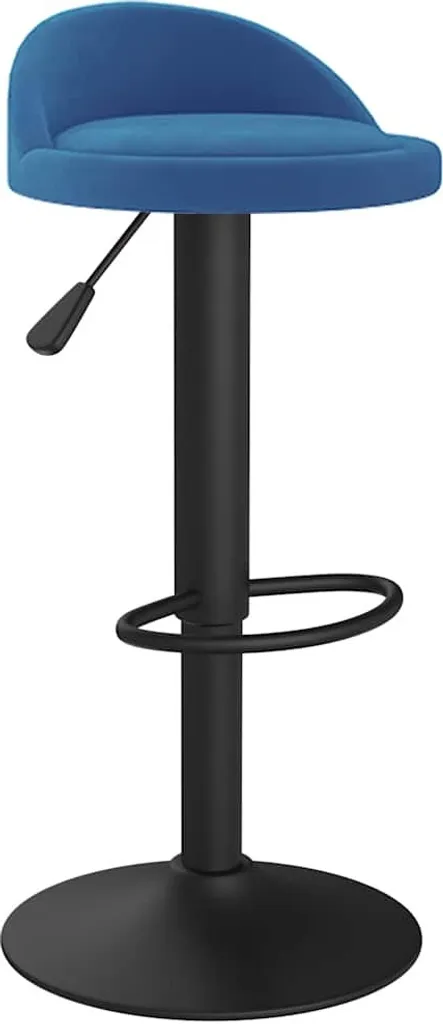 Sgabello Alto SYFAX™ Blu in Velluto - Sedia Bar con Poggiapiedi