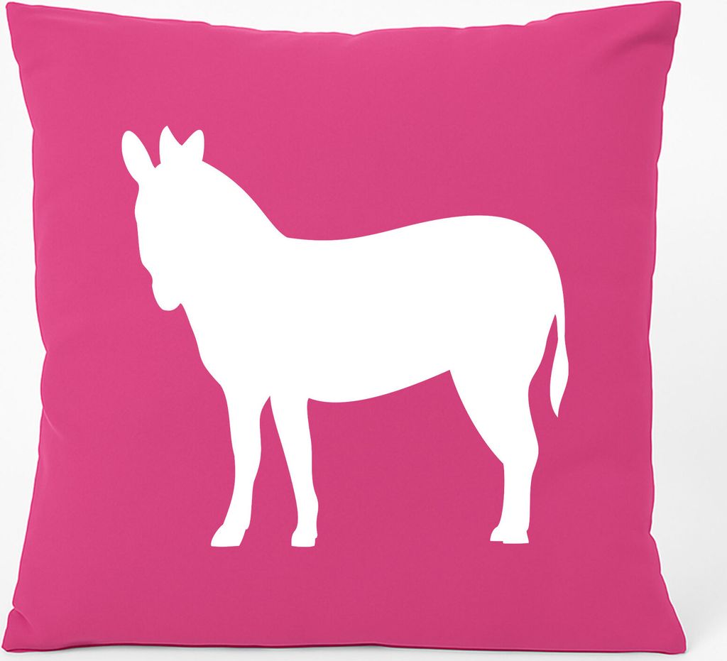 Huuraa Kissen Esel Silhouette 40x40cm mit Füllung Fuchsia Baumwolle Dekokissen Geschenkidee