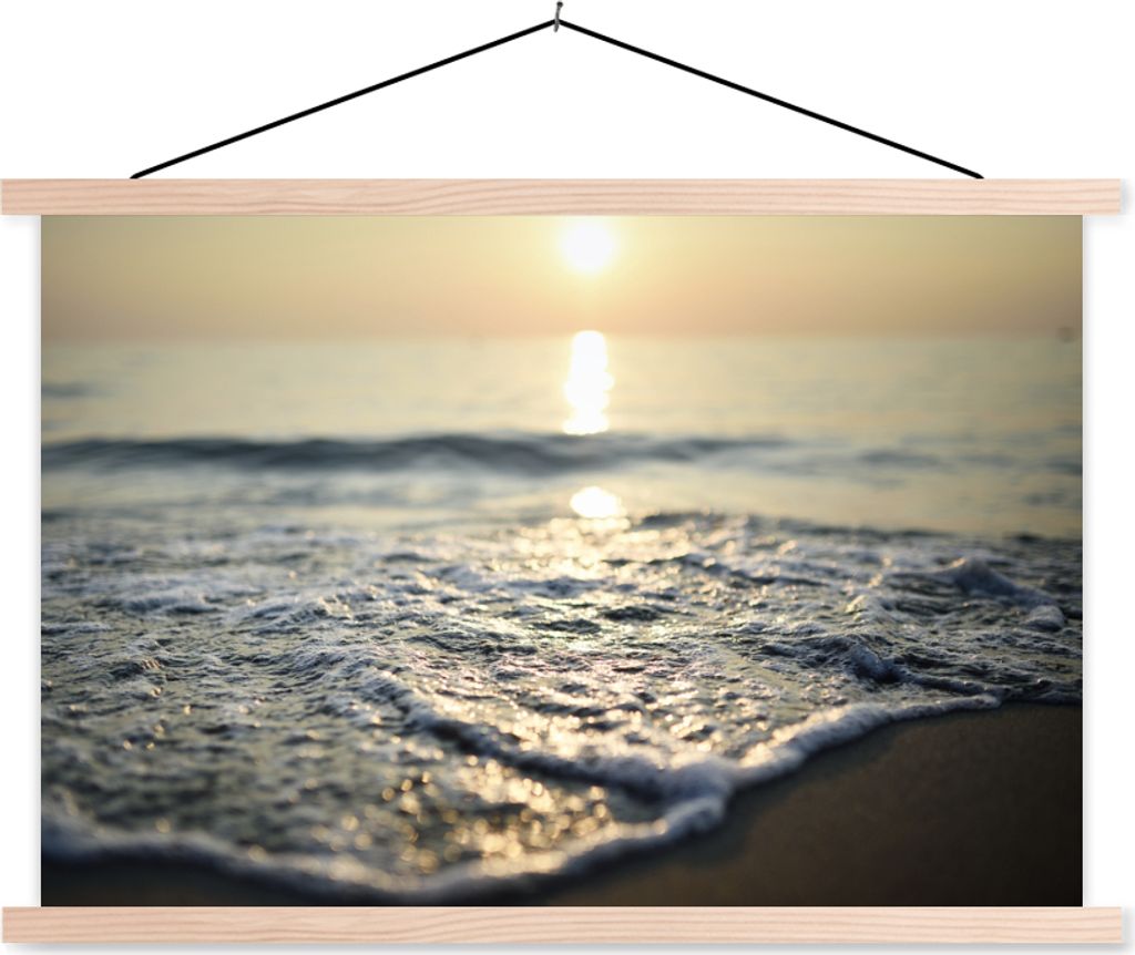 MuchoWow Textilposter Meer - Sonne - Strand 60x40 cm mit holzfarbenen Rahmen - Bilder