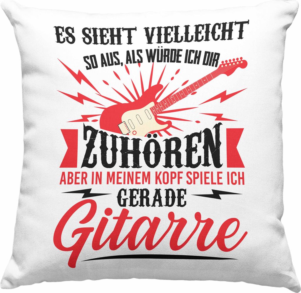 Trendation - Gitarrist Geschenk Gitarre Deko-Kissen mit Füllung 40x40 mit Spruch - Deko-Kissen mit Füllung 40x40 für Gitarrenspieler Geschenkide...