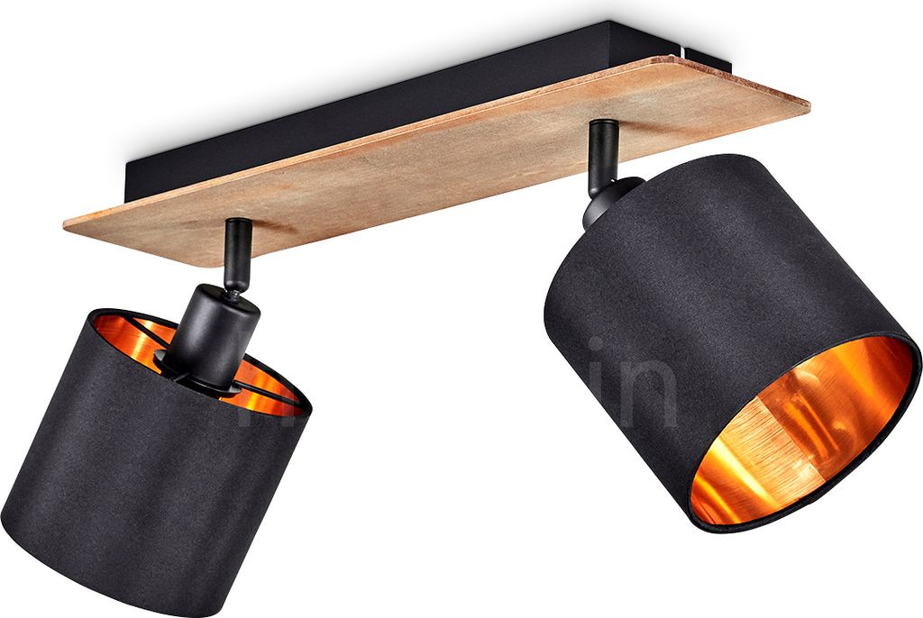 Costa »Costa« Deckenlampe, Holz/Metall/Stoff, Dunkelbraun/Schwarz