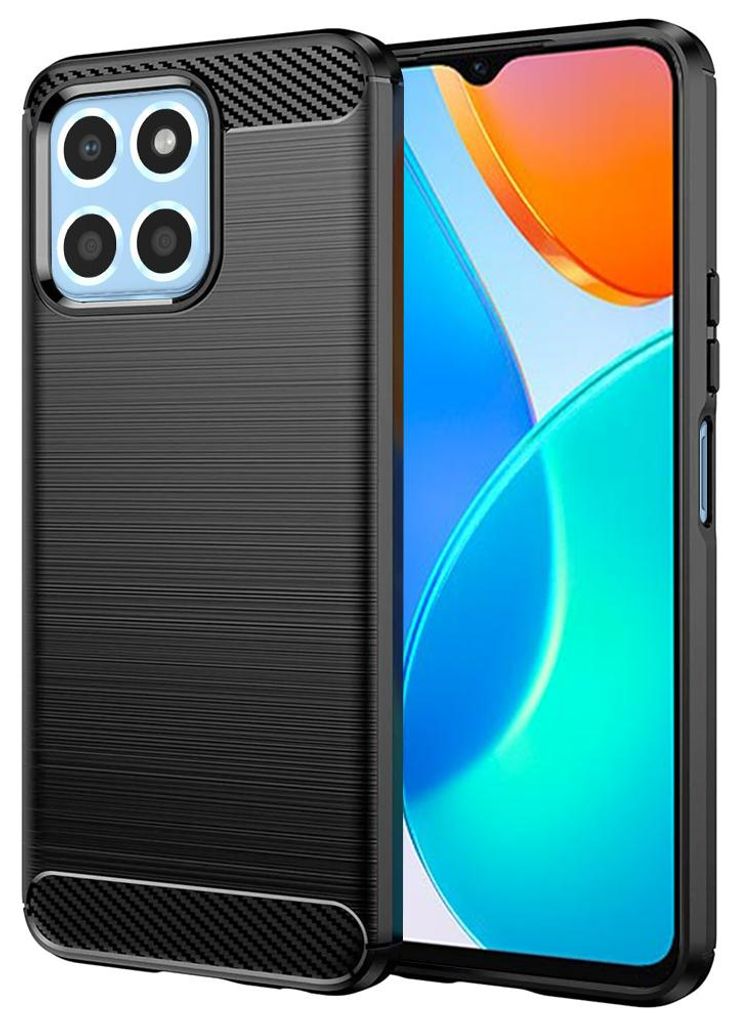 Techsuit Carbon Silicone Back Cover Hülle für HONOR X6/X8 5G/70 Lite - Schwarz