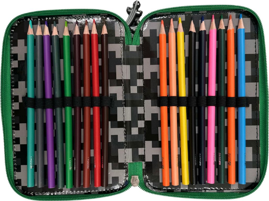 PASO Federmäppchen 1 Fach Mit Hausaufgabenheft - Pixel Game Motiv Für Schule