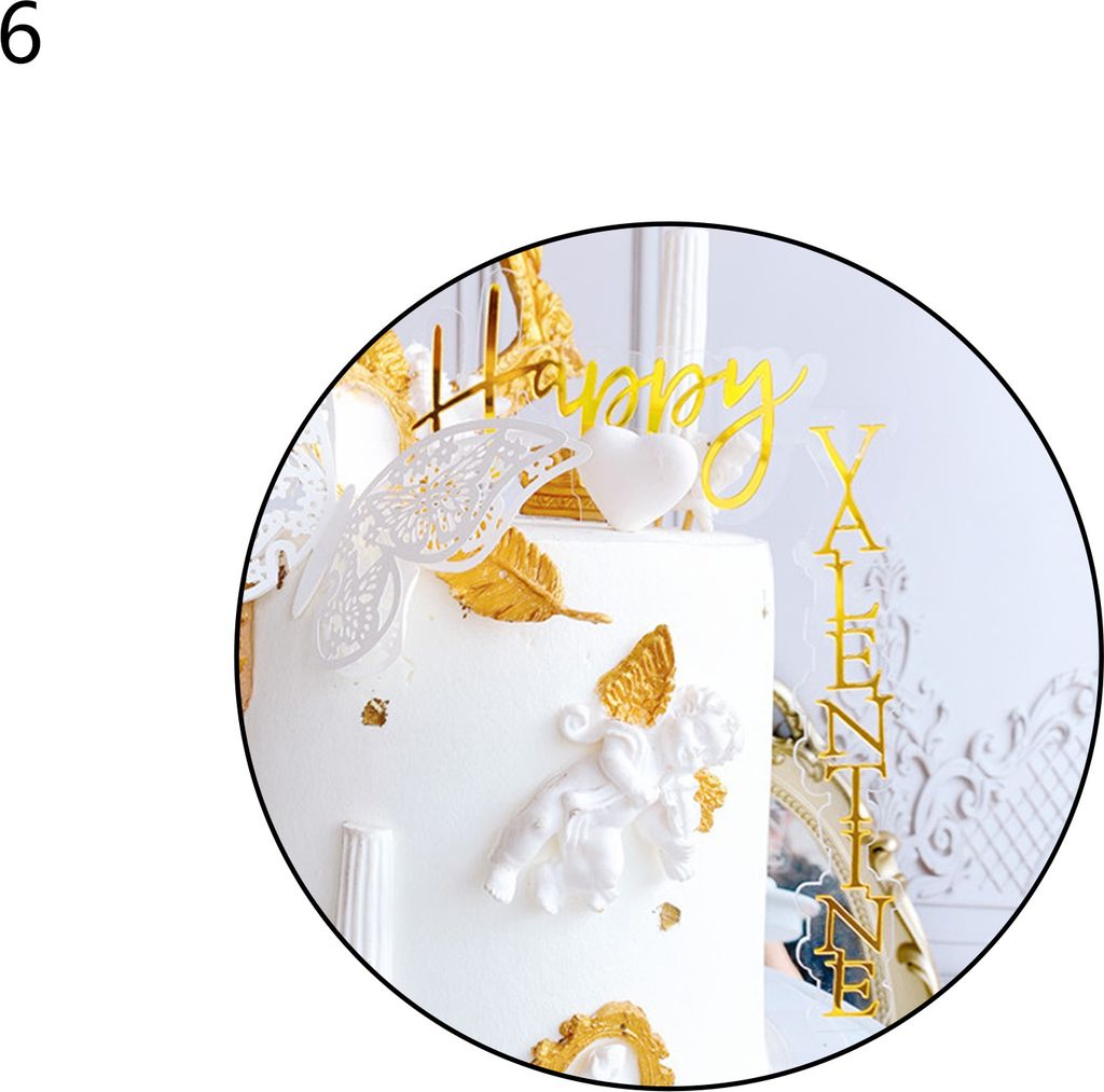 Cake Toper rechtwinkliges Design Nicht-Stick glatte Oberfläche Schöne Acryl Geburtstagstorte Toper Party Dekor-6