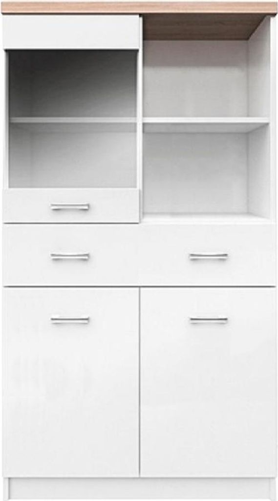 Kondela Vitrine Topty Typ 2 2D1W1S/80 - Weiß / Sonoma Eiche