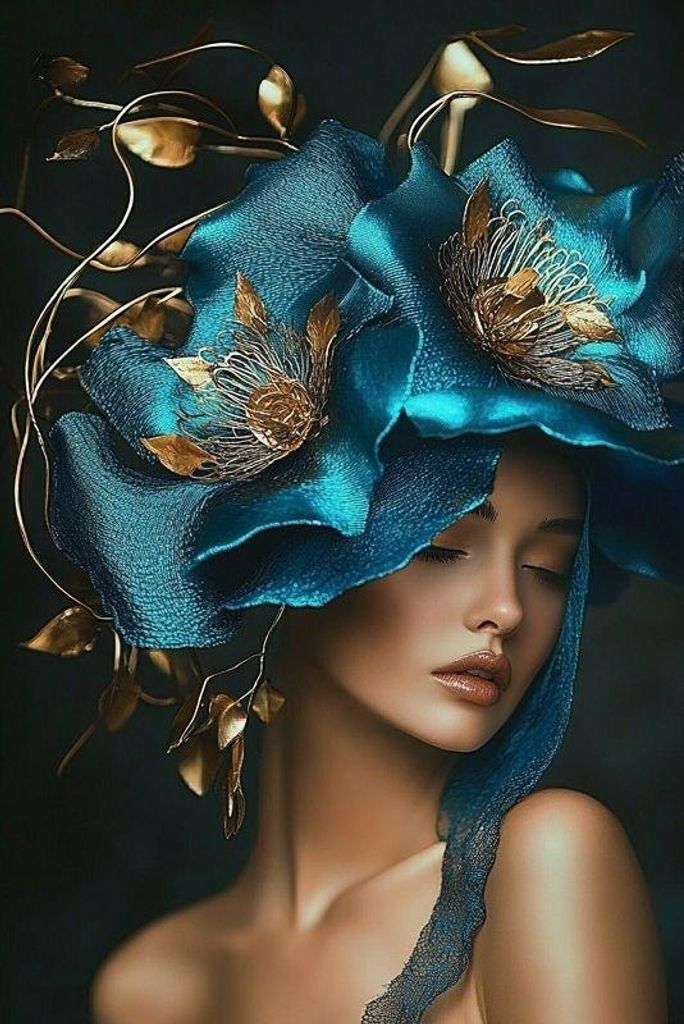 Ter Halle Glasmalerei Frau mit blauer Blume - 80 x 120 cm