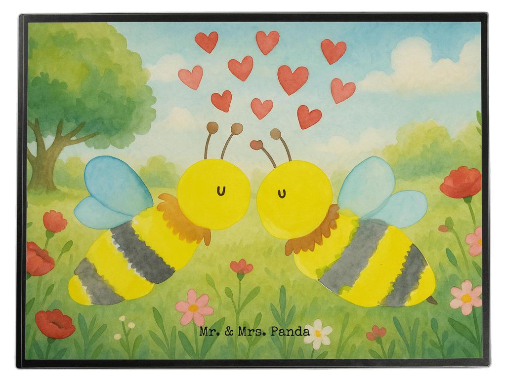 Mr. & Mrs. Panda Schreibunterlage Biene Liebe Design - Weiß - Geschenk, Hummel, schreibtischunterlage, bastelunterlage, Unterlage Schreibtisch, sc...