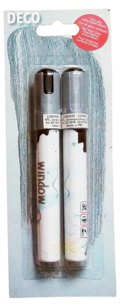 2x FENSTER-STIFT Silber abwaschbar Rundspitze Fensterfarbe Produktbild 