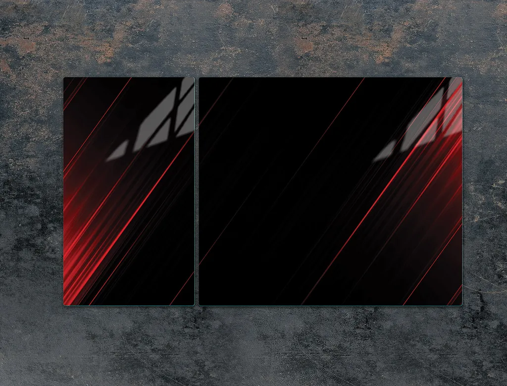 Copri Piano Cottura Vetroceramica 90x52 cm | 2 Lastre Vetro Nero Rosso - 2