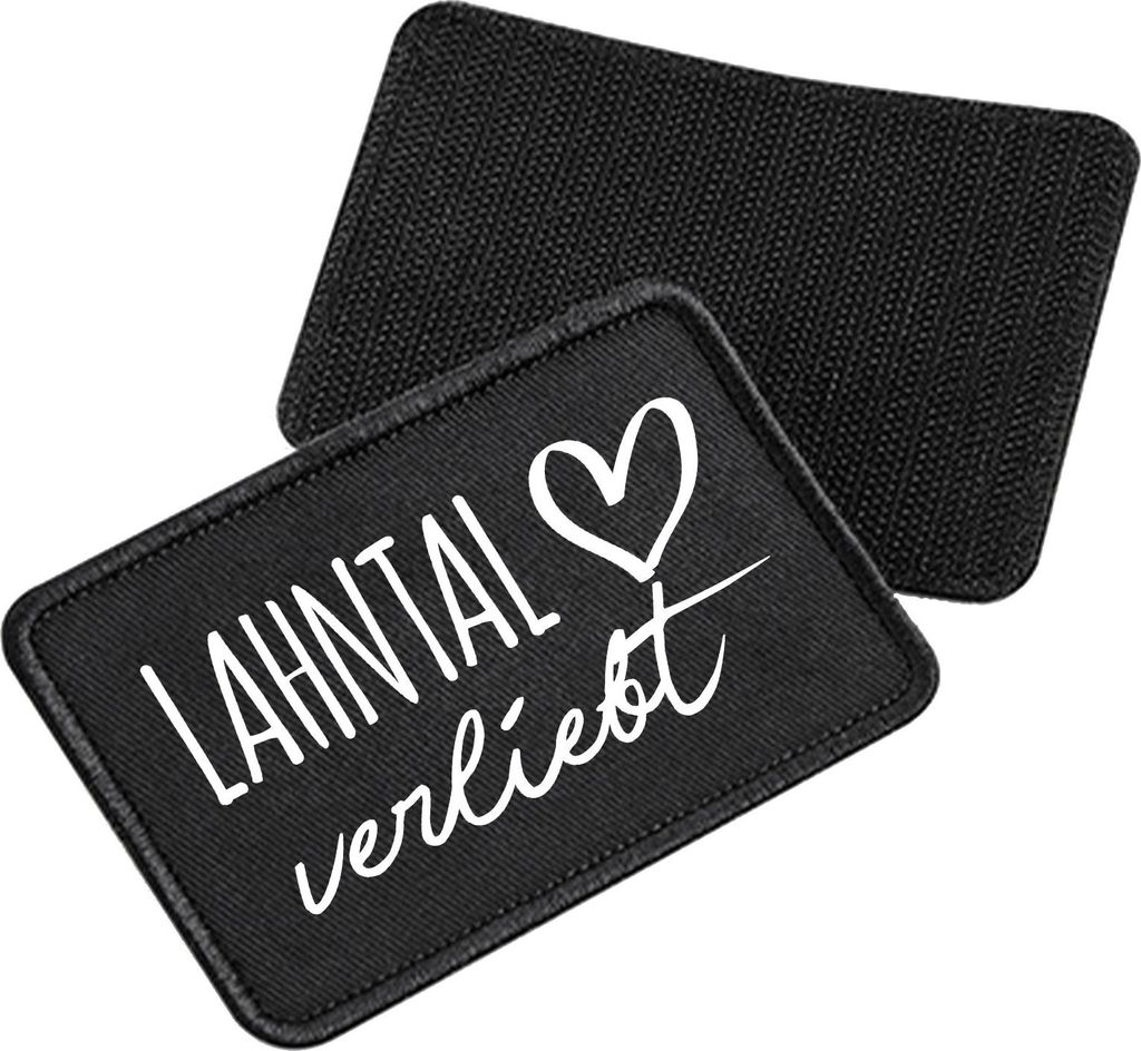 Huuraa Patch Lahntal verliebt Black 10 x 6,5cm Baumwolle Klettpatch für Mütze Geschenkidee