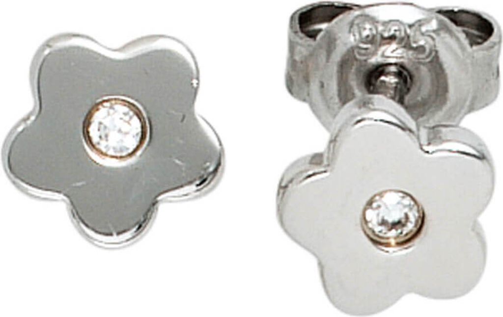 Ohrstecker Stecker Blumen Bluten 925 Silber Ohrschmuck mit Zirkonia
