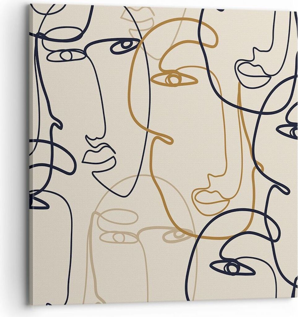Bild auf Leinwand - Leinwandbild - Einteilig - Frau Gesicht Linie - 70x70cm - Wand Bild - Wanddeko - Wandbilder - Leinwanddruck - Bilder - Wanddeko...