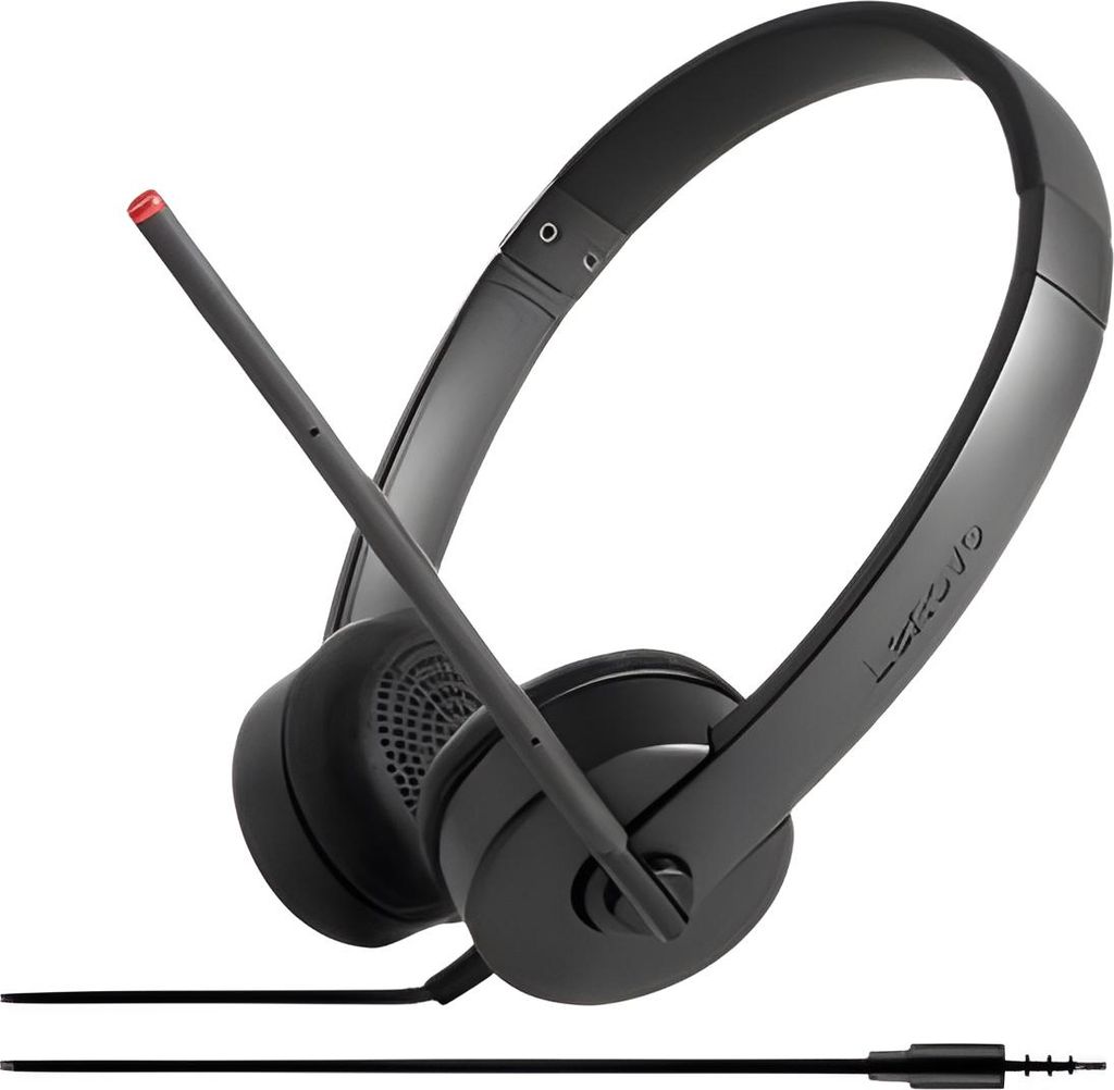 Lenovo Stereo Analog, Kabelgebunden, Büro/Callcenter, 110 g, Kopfhörer, Schwarz