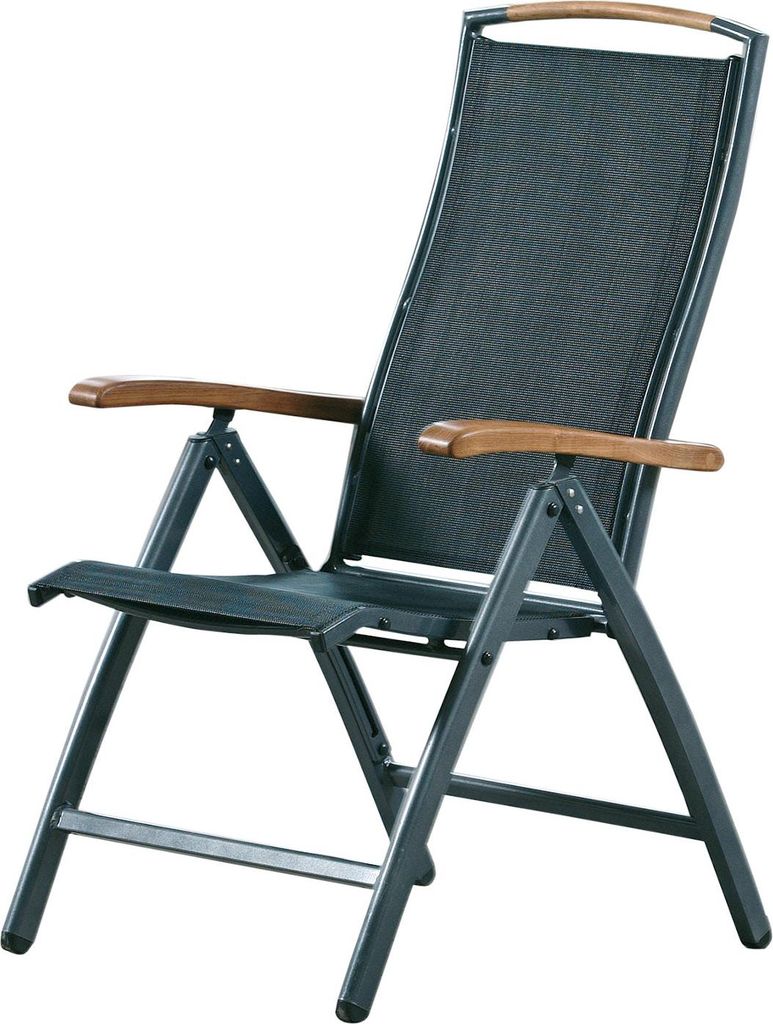 Inko Klappsessel Frisco Aluminium/Textilen/Teak Hochlehner 3 Farben zur Auswahl