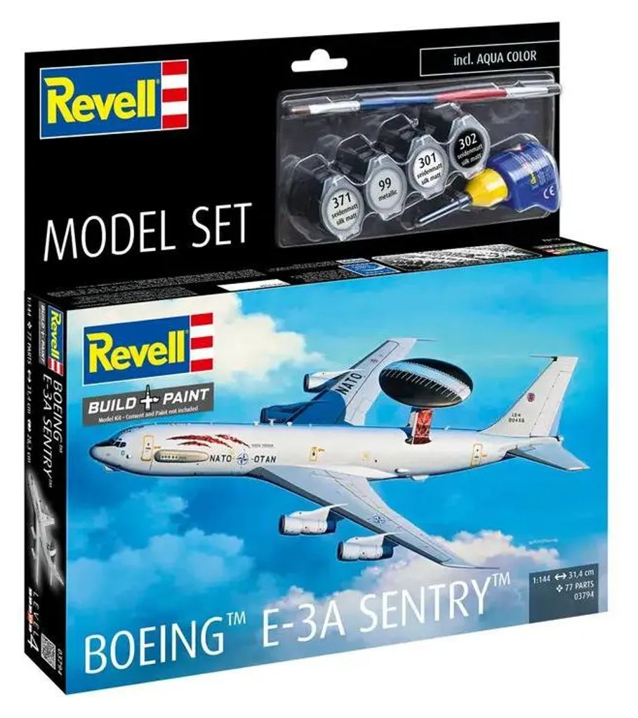 Boeing E-3A Maquette Revell avec Radar Rotatif et Set de Peinture de Base