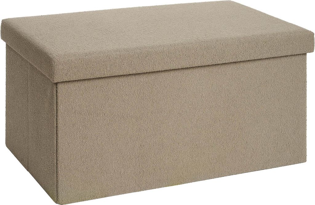 Blumtal Sitzbank mit Stauraum groß - Truhenbank mit Stauraum 76x38x38 - Sitztruhe mit Stauraum aus Boucle Taupe