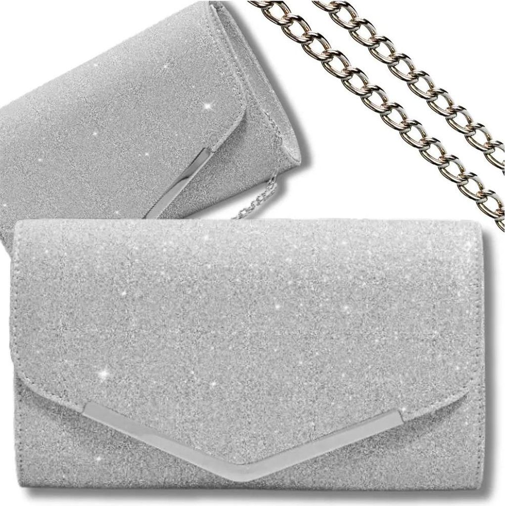 Sac à bandoulière élégant et brillant, argent, synthétique, Image du produit 