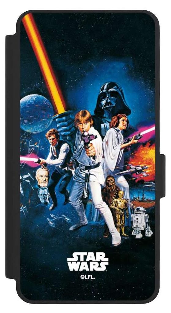 NIVOCASE Klapphülle für Samsung Galaxy S26 Handyhülle aus Kunst Leder NIVOflip schwarz Episode IV Fanartikel Star Wars