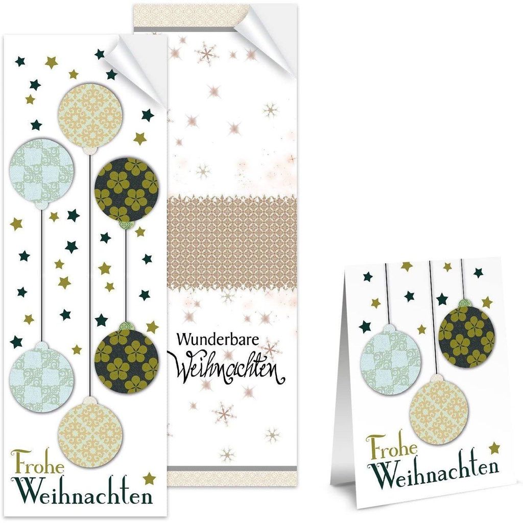 SET - 2 x 25 lange Weihnachtsaufkleber mit verschiedenen Designs in 5 x 14,8 cm