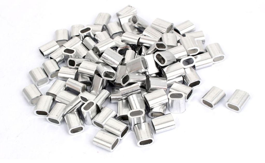 100 Stk M4 Oval Aluminium Hš¹lsen Klemmen fš¹r 4mm Draht Seil Swage Clip de