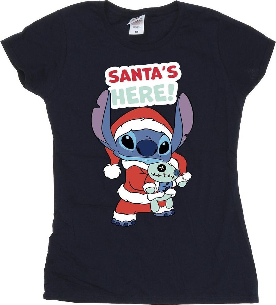 Disney - "Santa's Here" T-Shirt für Damen BI26052 (L) (Marineblau)
