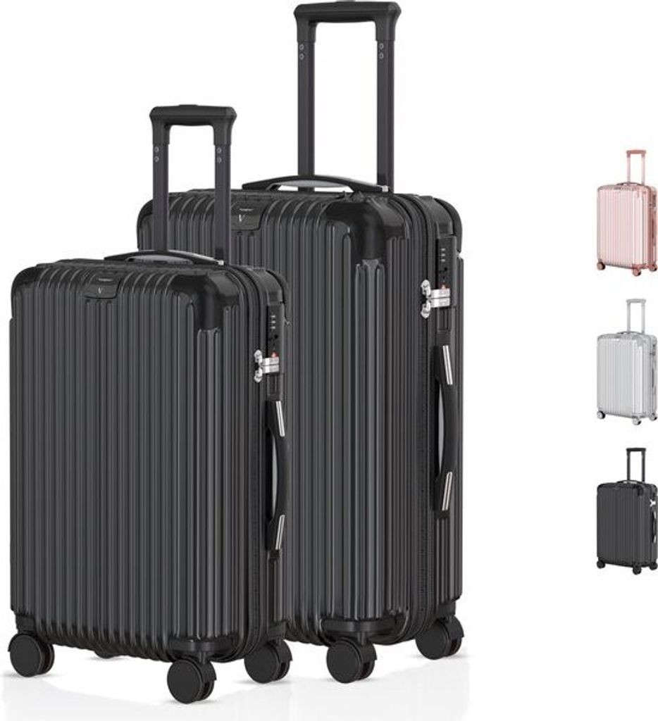 Voyagoux - Reisekofferset S/M - Koffer - 2-teilig - Reisekoffer mit Rollen - Schwarz - TSA-Schloss