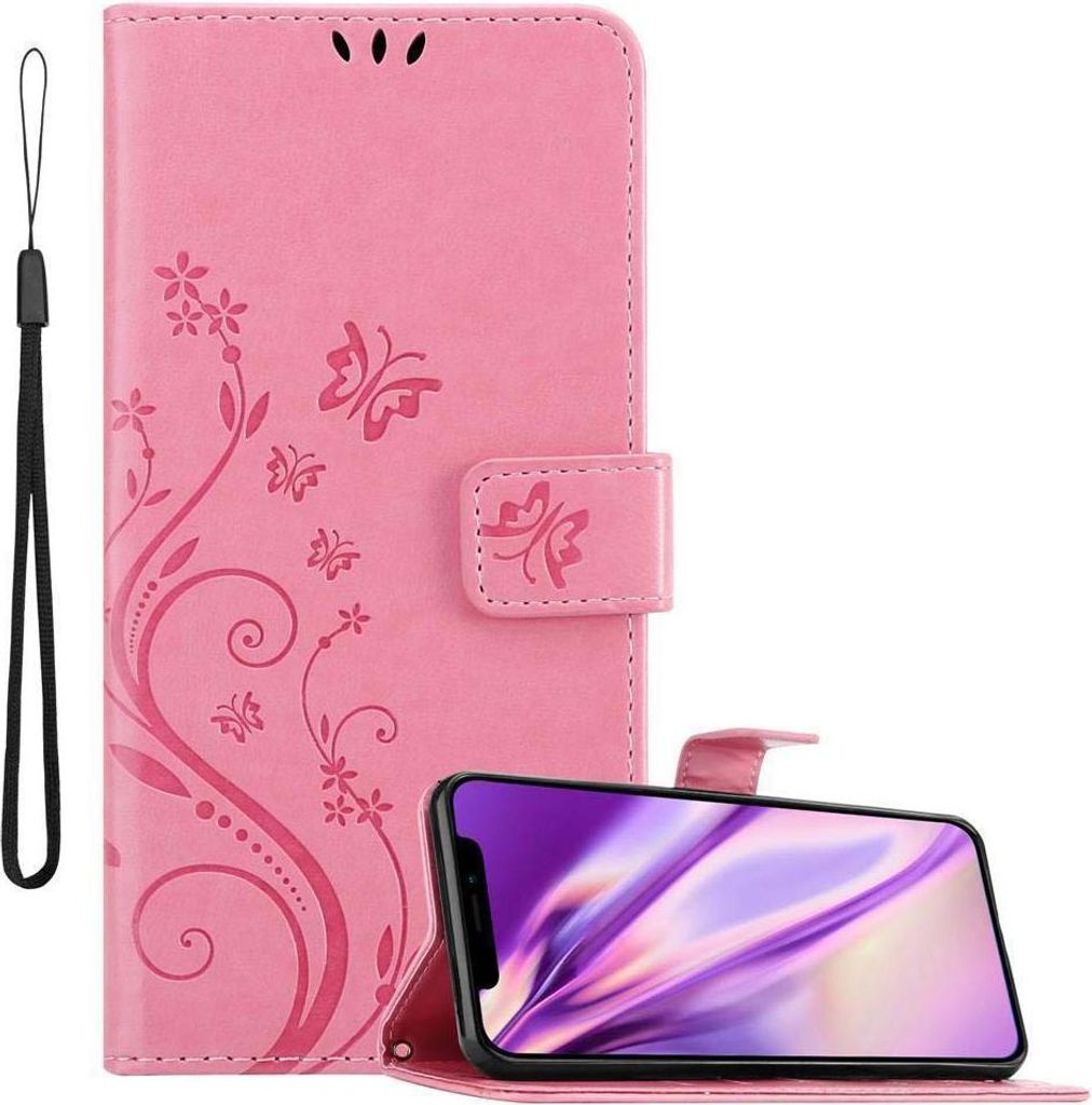 Cadorabo Hülle für Apple iPhone X / XS Schutz Hülle in Rosa Schutzhülle Handy Hülle Etui Case Blumen Flower