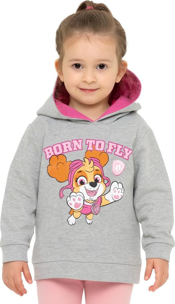 Paw Patrol Hoodie für Mädchen - Skye Born to fly Kinder Kapuzenpullover Pullover mit Kapuze Sweatshirt Grau 86-92